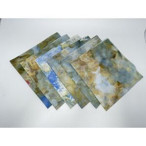 Maiwa Organic Cotton Hand Tie Dyed Napkins 20 X 20” Set Of 6 Blue Green
